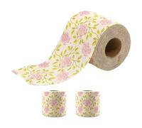 NUSITOU 3rollos Papel Higiénico con Estampado de Rosas Papel de Baño de Bambú Natural para Baño y Fiestas para Uso Diario