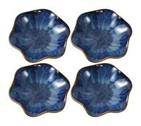 NUSITOU 4 Platos Pequeños de Cerámica para Salsa Oriental Diseño de Hoja de Loto, Ligeros y Fáciles de Limpiar, Ideales para Aperitivos Ocasión