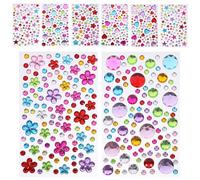 NUSITOU 8 Hojas Pegatinas para Uñas Autoadhesivas Gemas de Imitación Faciales y Joyas de Maquillaje para Decoraciones DIY Corazones, Flores, Estrellas para Arte de Uñas y Rostro