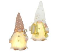 NUSITOU Adorno de Navidad Iluminado Luz Cálida, Muñeco Rudolph Pequeño de Tela y Algodón PP, Juego de 2 Piezas (Modelo Masculino y Femenino), Decoración Navideña para Centro de Mesa