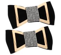 NUSITOU Adornos para Zapatos Mujer 1 Par Clip para Zapatos Boda Lazo Negro Terciopelo Gemas Imitación Decoración Elegante para Tacones Fiesta y Celebración