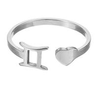 NUSITOU Anillo Abierto Ajustable para Mujer Constelación Géminis en Acero Inoxidable, Diseño Minimalista y Moderno, Joyería para Uso Diario y Fiestas, Tamaño Único Adaptable