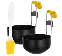 NUSITOU Anillos Antiadherentes para Cocinar Huevos Escalfados, Molde Redondo Plegable de Acero Inoxidable con Cucharón, Utensilio Multifuncional para Desayuno y Cocción al Vapor en Cocina