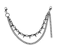 NUSITOU Cadena de Pantalones Punk de Doble Capa en Metal Negro con Remaches, Accesorio Versátil para Mujer y Hombre, Adecuado para Estilo Gótico y Moda Urbana