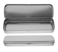 NUSITOU Caja de Lápices Metálica para Niños, Plata, 2 Piezas, Escolar | Hojalata Rectangular Tapa Abatible y Ventana Visual, para Útiles y Brochas, Pack Doble