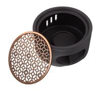 NUSITOU Calentador de Té de Acero Inoxidable con Base Hueca y Soporte para Vela, Calentador de Tetera Retro Negro con Almohadilla de Cobre, Adecuado para Mantener Té y Café Caliente
