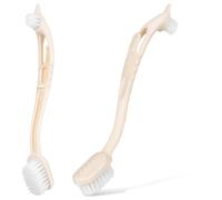 NUSITOU Cepillo para Fregar de Cocina y Limpieza de Zapatos con Diseño de Doble Cabezal, Material PP Beige, Fácil de Colgar y Almacenar, Pack de 2 Unidades para Uso en Hogar y Viaje