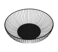 NUSITOU Cesta de Alambre Negra para Frutas y Snacks, Frutero Metálico Lavable Base Plana y Resistente, Bowl Decorativo para Cocina, Sala y Comedor, Cuenco Multifuncional