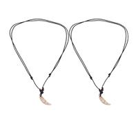 NUSITOU Collar de Dientes Retro Unisex Colgante Acrílico Color Concha, 2 Piezas, Accesorio Casual para Fiestas y Uso Diario