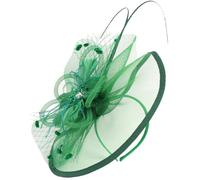 NUSITOU Diadema Tocado de Red de Malla con Plumas Verde para Mujer, Clip y Diadema Flexibles, Accesorio Elegante para Bodas, Fiestas de Té y Eventos Obsequios, Fascinador Vintage Años 20