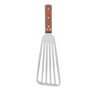 NUSITOU Espátula para Freír Pescado de Acero Inoxidable Grueso Mango de Madera Ergonómico Espátula Ranurada Flexible para Cocinar Mariscos y Huevos Cocina Doméstica