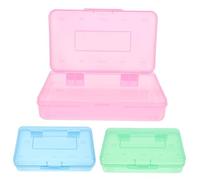 NUSITOU Estuche Organizador de Lápices Transparente Apilable de Gran Capacidad con Tapa Abatible, Caja de Almacenamiento de Plástico para Escuela y Oficina, Pack de 3 Piezas