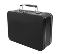 NUSITOU Fiambrera de Hojalata con Tapa Abatible y Cerradura, Fiambrera Retro Pequeña 205x150x75mm, Caja de Lata Metálica Negra para Escuela, Picnic y Senderismo, Contenedor Portátil