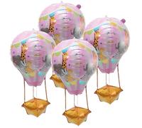 NUSITOU Globos Aerostáticos 4d de Aluminio Rosa para Ambientación de Fiesta de Cumpleaños, Livianos y Decorativos, Pack de 4 para Decorar Mesas