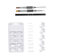 NUSITOU Kit para Uñas Postizas Moldes de Extensión, 5 Clips, 100 Uñas Acrílicas Transparentes y Rotulador Doble Punta para Decoración y Manicura DIY