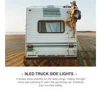 NUSITOU Luz Lateral LED Roja 9 Leds 12 V Barra de 80 Pulgadas para Camión y Remolque Alta Luminosidad para Señalización en Vehículos Industriales