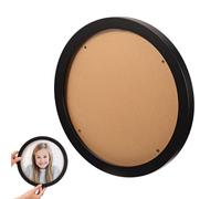 NUSITOU Marco de Fotos 25 CM de Madera Negro para Pared, Redondo | Cobertura Acrílica Protectora, Clip Giratorio 360°, Estilo Nórdico, para Postales y Obras