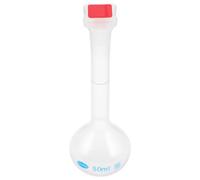 NUSITOU Matraz Volumétrico para Laboratorio de Química, Botella Medidora Química de Plástico Blanco, Capacidad 50 Ml, Fácil y Portátil para Uso en Campo y Laboratorio