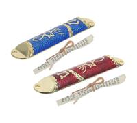 NUSITOU Mezuzá de Metal para Puerta con Diseño de Pergamino, Pintada en Azul y Rojo, 2 Piezas, Decoración para Hogar Judío, Estuche de Bendición para Festividades y Mitzvá