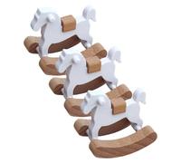 NUSITOU Mini Caballo Balancín de Madera para Casa de Muñecas Superficie Lisa y Pulida, Set de 3 Piezas Adecuado para Muebles y Decoración de Guardería