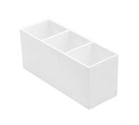 NUSITOU Organizador de Pinceles de Maquillaje de Acrílico Blanco Tres Compartimentos para Escritorio y Oficina, Caja Práctica para Almacenar Cosméticos y Objetos Varios