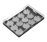 NUSITOU Paleta de Sombras de Ojos Magnética Vacía con 12 Compartimentos de Hierro, Bandeja Negra 2046, Cubierta Transparente y Pincel, Organizador Compacto para Maquillaje Profesional