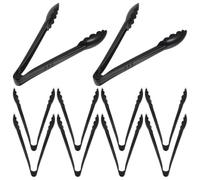 NUSITOU Pinzas de Plástico Negras para Servir Alimentos Diseño Antiescaldado y Aspecto Elegante, 10 Piezas Ideales para Bodas, Buffet y Cocina
