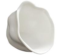 NUSITOU Plato de Cerámica para Servir Salsas y Aperitivos Blanco Forma de Flor Ligero y Original para Bandejas y Platos de Presentación