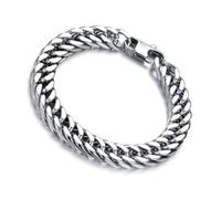 NUSITOU Pulsera Eslabones Grandes de Acero Inoxidable para Hombre Plateados | Cadena de Metal Pulido, Cierre Tipo Langosta Incluido, Resistente a Corrosión y Deslustre, Libre de Plomo y Níquel