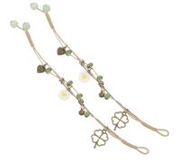 NUSITOU Pulseras de Hilo Vintage para Mujer Colgantes de Cerámica y Resina, 2 Piezas Resistentes que No se Rompen ni Desvanecen, Joyería Étnica Adecuado para Navidad y Año