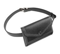 NUSITOU Riñonera de Cuero Negra Cinturón Desmontable y Decoración de Remaches Estilo Punk para Uso Diario Elegante y Funcional