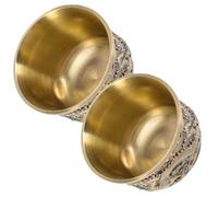 NUSITOU Taza de Té Retro de Estilo Chino Diseño de Dragón y Fénix, Aleación de Zinc Dorada, Resistente y No Se Deforma, Pack de 2 Unidades para Decoración Vintage del Hogar