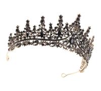 NUSITOU Tiara de Novia Vintage Negra Barroca Cristales de Aleación de Zinc, Duradera Pin en Ambos Extremos para Ocasiones Obsequios y Fotografía