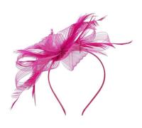 NUSITOU Tocado para Mujer Pinza y Diadema de Malla, Pluma y Velo, Color Rosa Fucsia, Accesorio Ligero para Bodas, Fiestas de Té y Eventos Obsequios