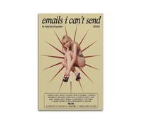 NUSLNG Póster de Sabrina Carpenter con texto en inglés "Emails I Can't Send - Póster de arte vintage para decoración de habitación, decoración estética de dormitorio, carteles de lona para dormitorio,