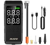 NUSTE Compresor de aire portátil inflador de neumáticos, bomba de aire para neumáticos de coche con manómetro digital, batería recargable de 150 PSI, luz LED, bomba inteligente de un clic para coche,
