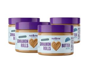 nut&me Crema Cinnamon Roll 1 kg | Hecha con nuez pecana, almendra, dátil, canela, jengibre | Sin gluten, lactosa ni azúcares añadidos | Vegana y Cremosa | Pack 4 x 250 gr