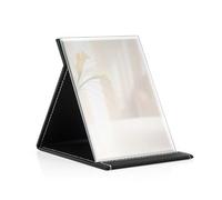 Nutabevr 12.5x17cm Espejo De Maquillaje Plegable con Soporte Ajustable, Super HD Maquillaje Espejo de Cuero,Soportes Ángulo de Mano Libre,Espejo para Dormitorio, baño, Camping Espejo de pie