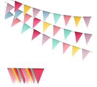 Nutabevr 36Piezas Guirnalda Banderines,12 Metros Multicolor Bandera Banderín,imitación cáñamo Tela Triángulo Banderas Banner Decoraciones para Cumpleaños,Boda,Escuela,Fiesta al Aire Libre jardín