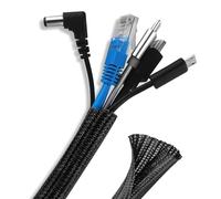 Nutabevr 3m Protector de Cables Autocierre,13mm-16mm Cables Trenzado Manguito de Cable Recoge,Negro Flexible Funda Organizador de Cables Cubre Cables para Hogar y Oficina,Cables Automotrices