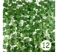 Nutabevr Enredaderas Artificiales(12 Piezas*2.2m),Longitud Decorativa Total de 26.4 Metros de Hiedra Artificial, Plantas Falsas Decorativas para Cocina, Boda, balcón, Oficina, jardín y Fiesta