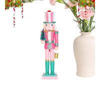 Nutcracker Decor - 38cm Wooden Festive Figure Collectible for Holiday Display | Handcrafted Wood Design Adds Classic Charm Perfect for Christmas Party Dinner and Seasonal Celebration, 10.5x9x38cm