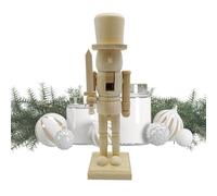 Nutcracker Figurine - Unpainted Wooden Soldier Statue, Handmade Holiday Craft Ornament with Natural Wood Finish Classic Decorative Display Piece, Ideal for Living Room Fireplace Mantel Shelves Bedroom