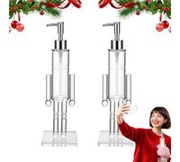 Nutcracker Soap Dispenser, Decorative Refillable Christmas Hand Soap Bottle, Transparent Acrylic Festive Wash Liquid Lotion Pump, Easy Refill System, for Bathroom & Kitchens Holiday Decor (2 Pcs)
