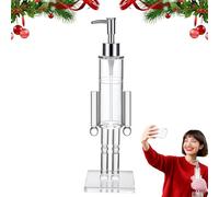 Nutcracker Soap Dispenser, Decorative Refillable Christmas Hand Soap Bottle, Transparent Acrylic Festive Wash Liquid Lotion Pump, Easy Refill System, for Bathroom & Kitchens Holiday Decor (1 Pc)