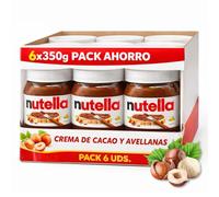 Nutella Original para untar, Crema de Cacao con Avellanas Ferrero, Tarro de Nutella, Ideal para Desayunos, Meriendas y Recetas Dulces, Hecha en Italiam, Pack ahorro, Contiene 6 botes de 350 gr