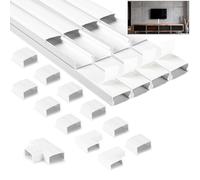 NUTKIT 2.4m Canaleta de Cables Autoadhesiva de PVC,Canaleta Cables Pared Adhesivo de Blancas, para Ocultación de Cable,para Todos los Cable de Alimentación en el Hogar y la Oficina(30*3*1.5cm,8PCS)