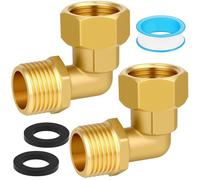 NUTKIT 2 Pcs Conector de Codo Laton, Ajuste de ángulo de Latón de 90 Grados, 1/2 Macho x 1/2 Hembra Conector para Tubos, Conectores de Tubería de Codo de Latón, para Calefacción de Fontanería