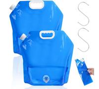 NUTKIT 2 Piezas 10L Bolsa de Agua Plegable, Bidón de Agua Plegable con Grifo, Agua Potable Plegable Portátil,para Camping, Viajes, Almacenamiento, Picnics, etc.(Azul)