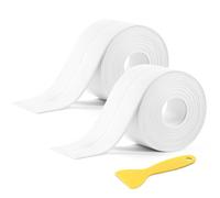 NUTKIT 2 Rollos Cinta Selladora Bañera Autoadhesiva,Cinta Selladora Impermeable Trae Una Pala,Moho a Prueba Sucio Cinta de Sellado para Bañera,Ventana y Fregadero de Cocina(Blanco,3.8cmx3.2m/Rollo)